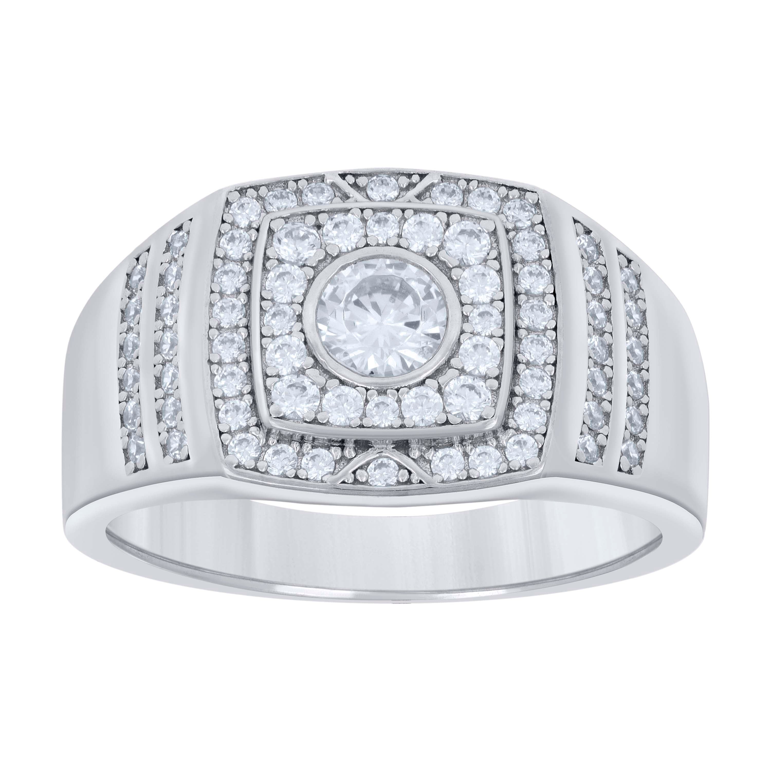 925 Sterling Silver Mens Cubic-Zirconia Fashion Ring Size 11 - SLV-131484