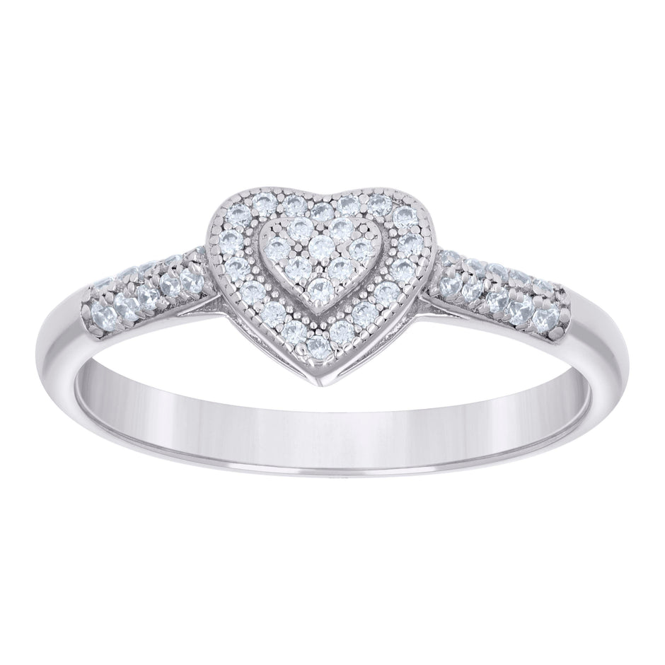 925 Sterling Silver Womens Cubic-Zirconia Love Heart Ring Size 6 - SLV-131325
