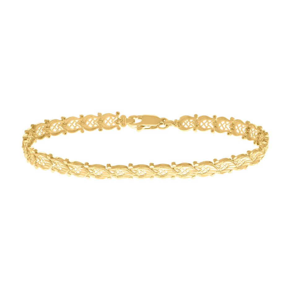 10kt Yellow Gold Womens Link Fashion Bracelet 