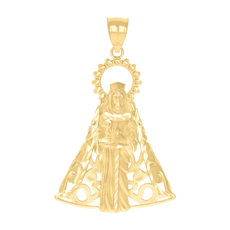 10kt Yellow Gold Mens St. Barbara Religious Charm Pendant 