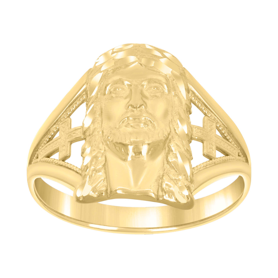 10kt Yellow Gold Womens Jesus Religious Ring 
