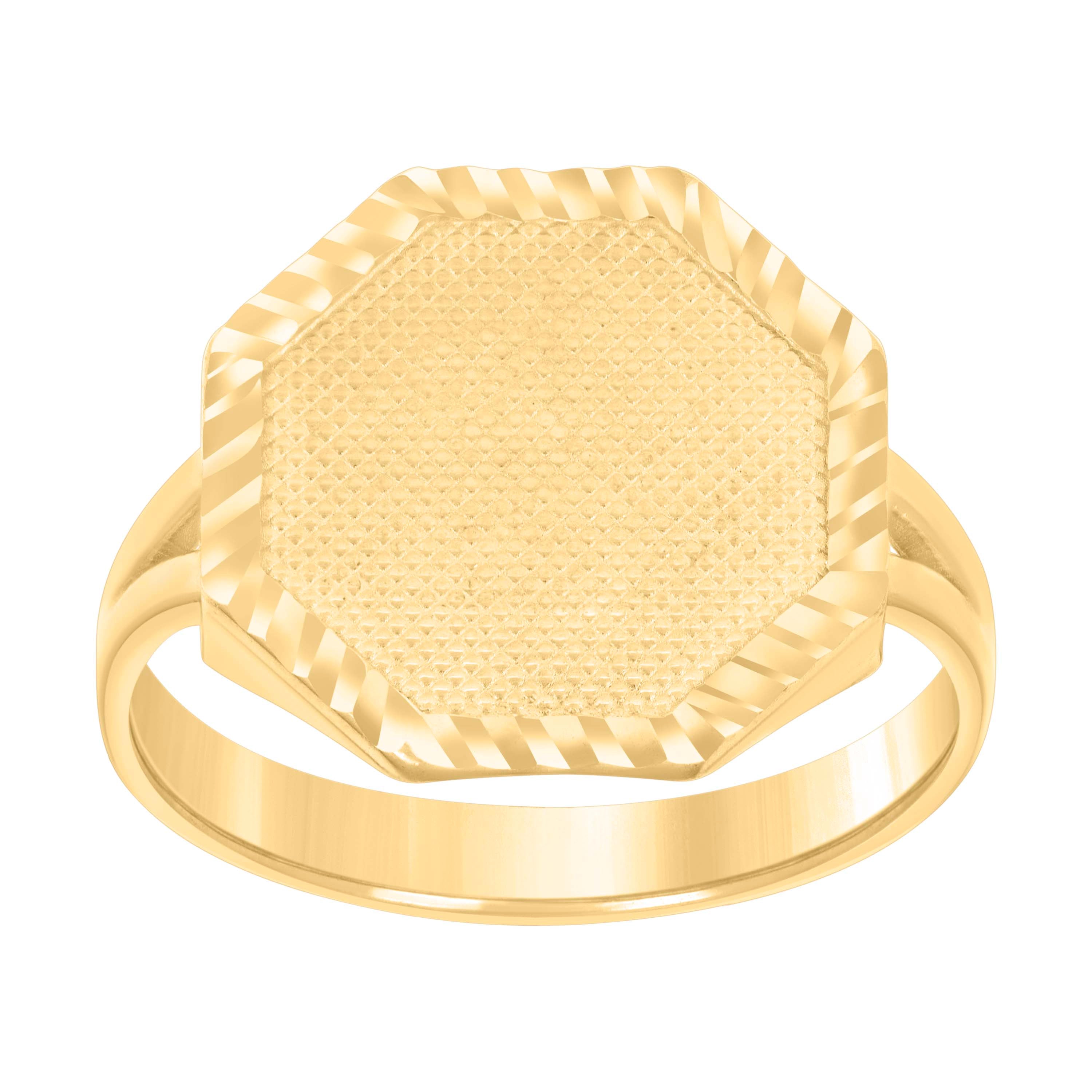 10kt Yellow Gold Womens Octagon Head Fashion Ring 