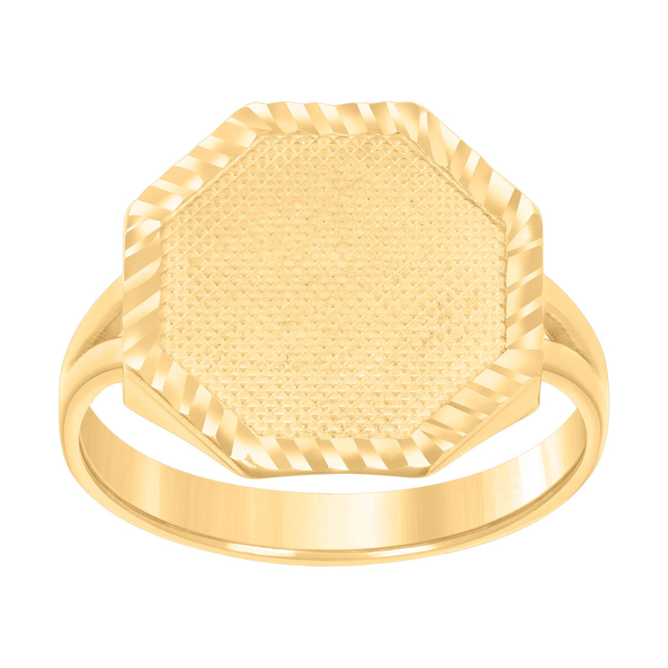 10kt Yellow Gold Womens Octagon Head Fashion Ring 