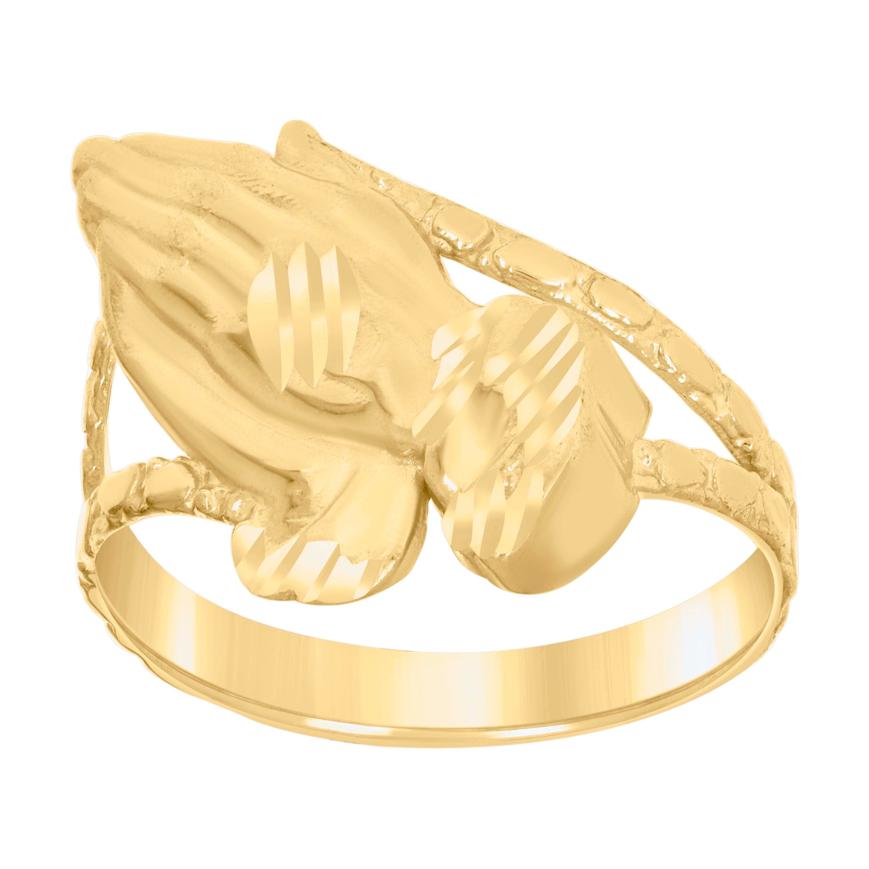 10kt Yellow Gold Womens Praying Hands Symbol Religious Ring 