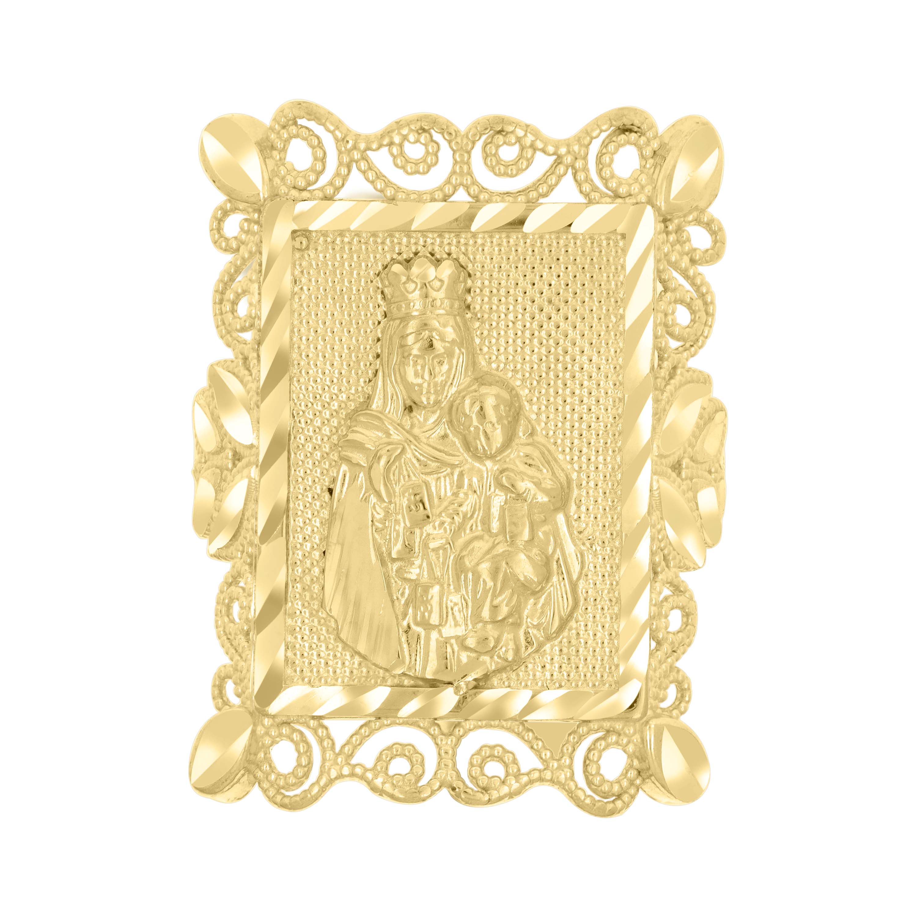 10kt Yellow Gold Womens Diamond-Cut Baby Jesus Virgin Mary Religious Ring 