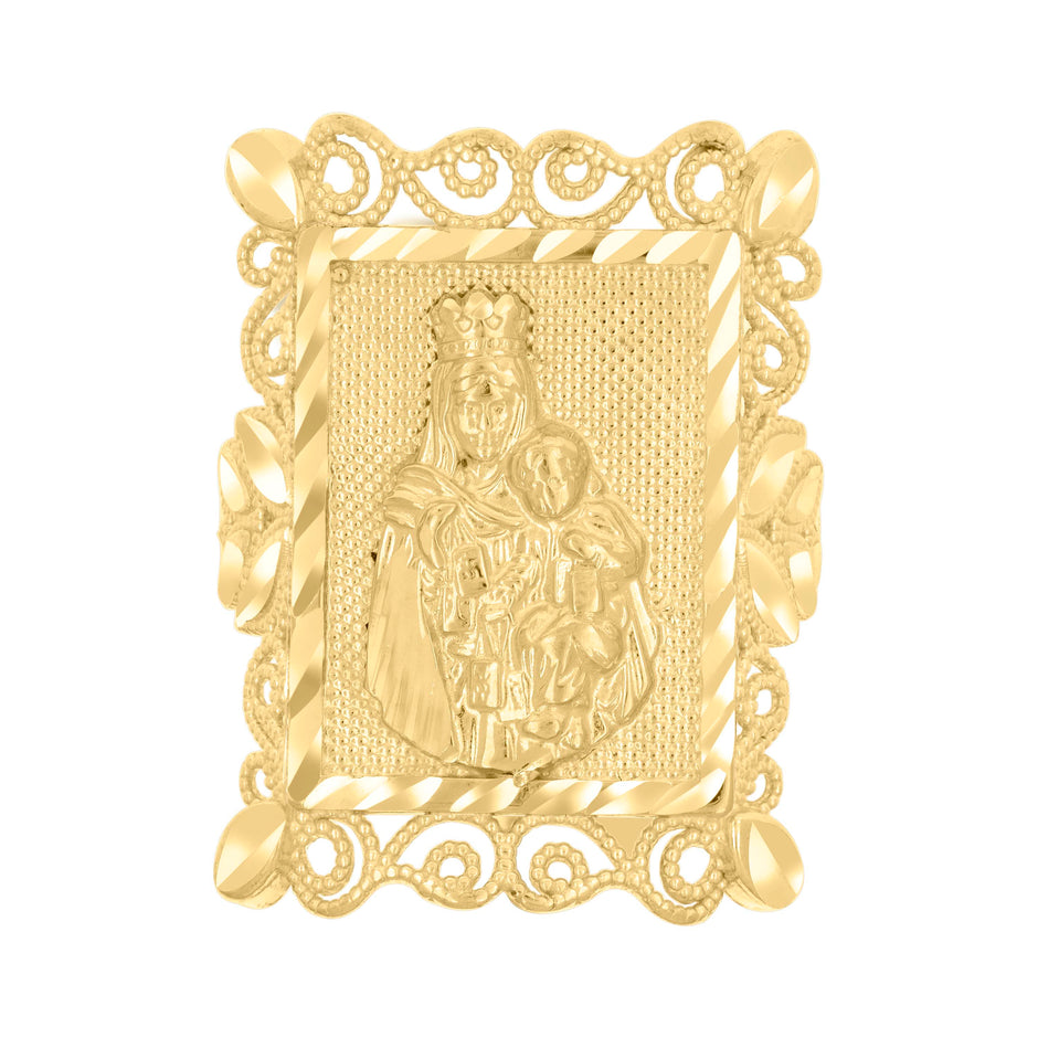 10kt Yellow Gold Womens Diamond-Cut Baby Jesus Virgin Mary Religious Ring 