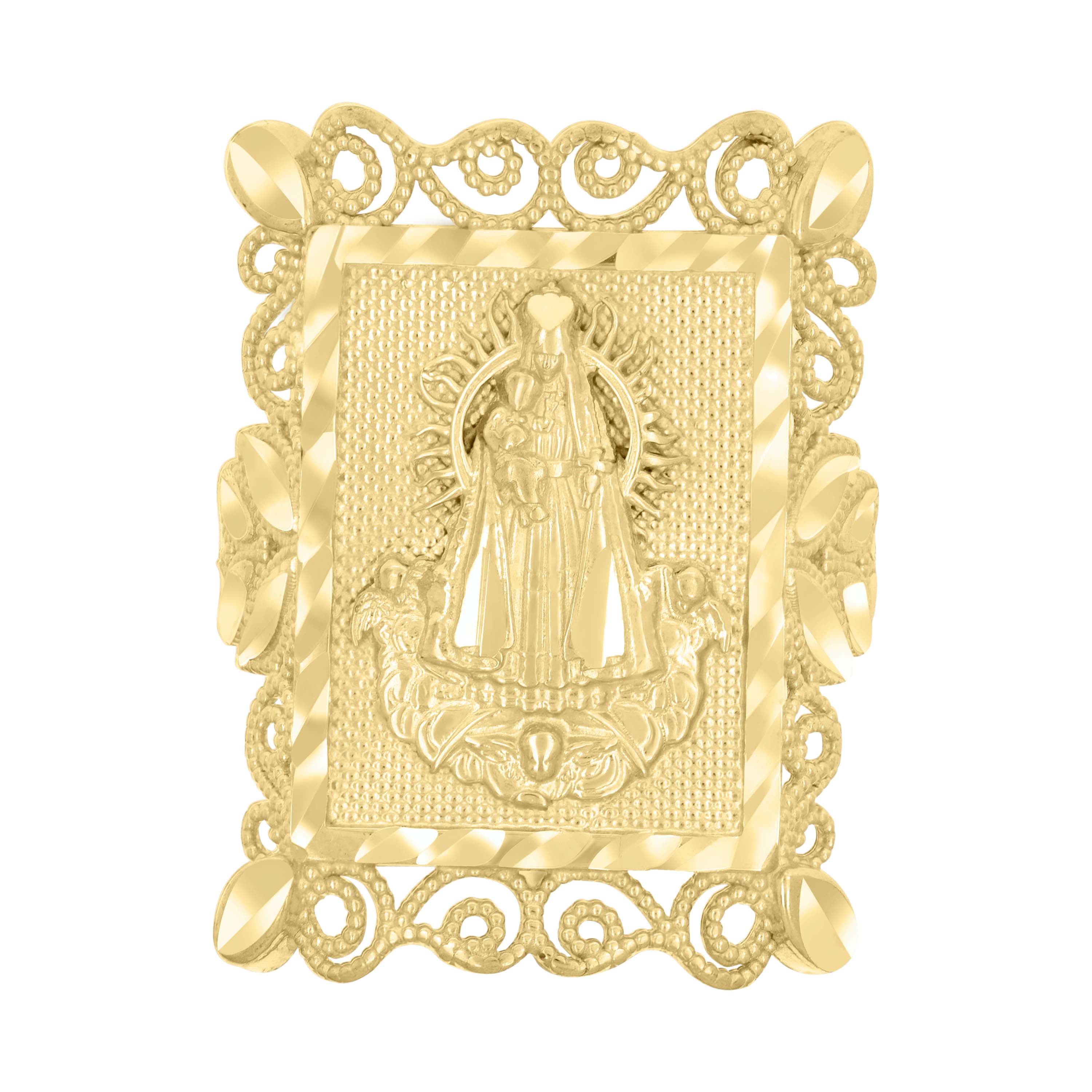 10kt Yellow Gold Womens Diamond-Cut Caridad Del Cobre Religious Ring 