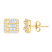 10kt Yellow Gold Womens Baguette Round Cubic-Zirconia Square Stud Earrings