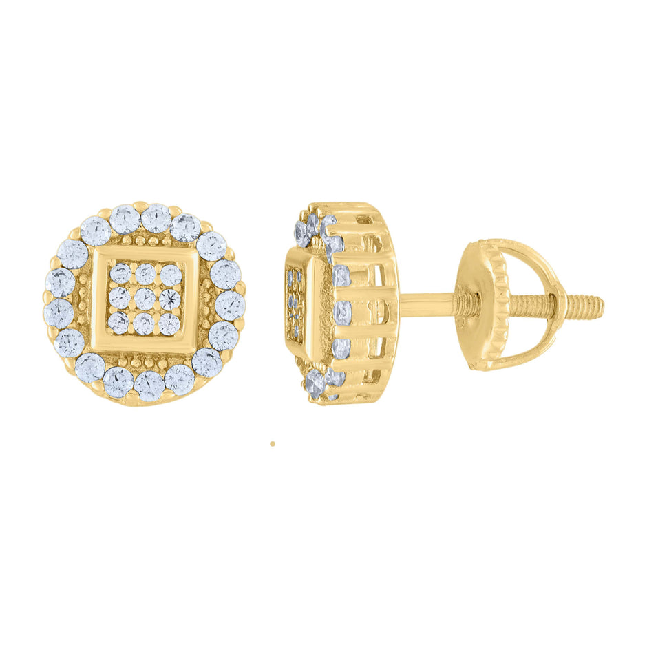 925 Sterling Silver Yellow-tone Womens Moissanite 0.84ct Fashion Stud Earrings