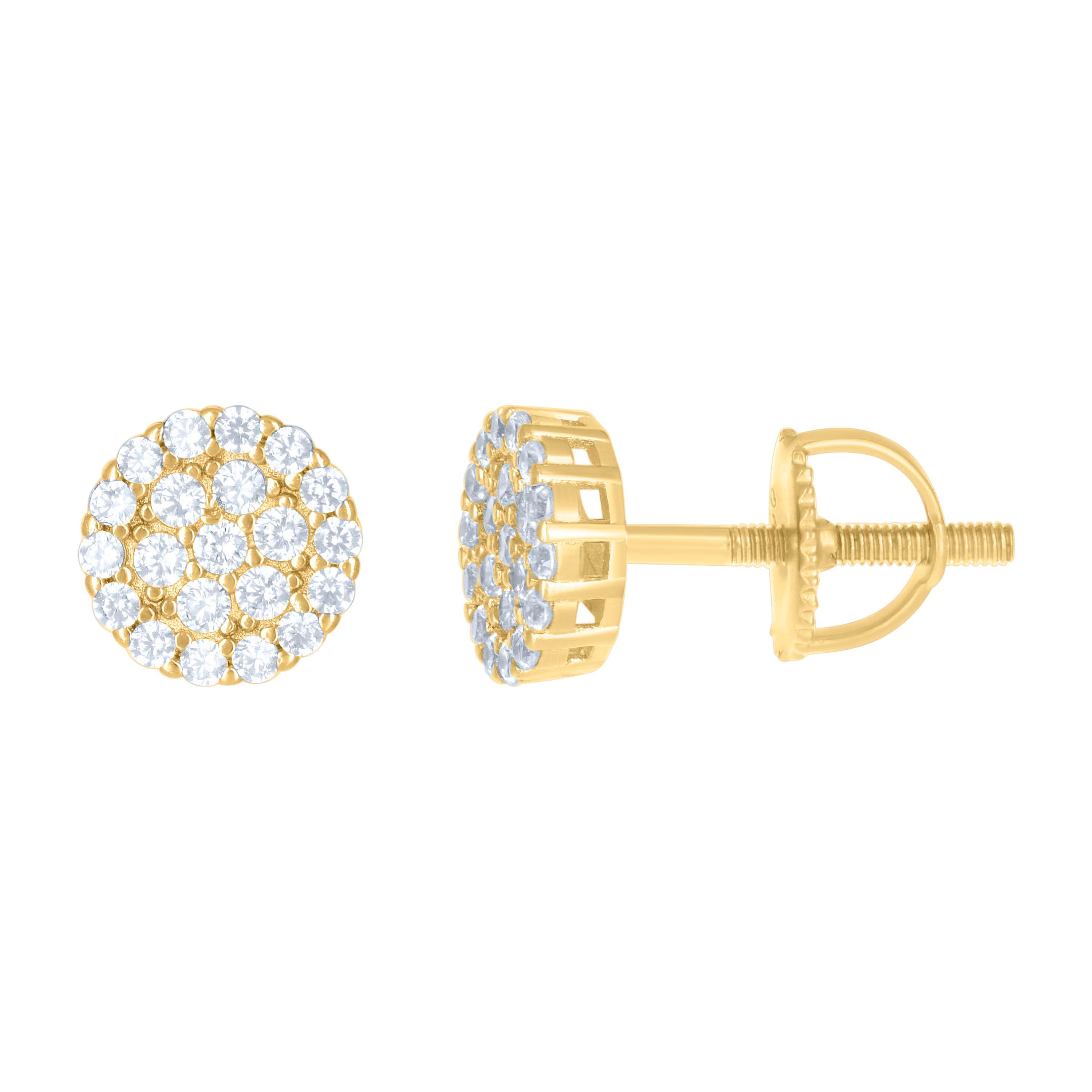 925 Sterling Silver Womens Yellow-tone 0.53ct Moissanite Fashion Stud Earrings