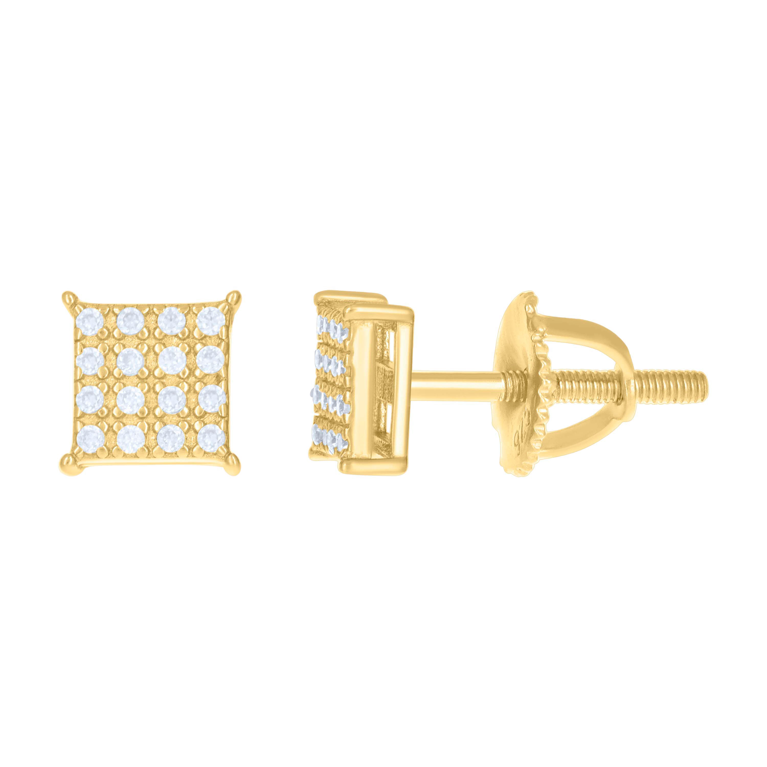 925 Sterling Silver Womens Yellow-tone 1.10ct Moissanite Square Fashion Stud Earrings