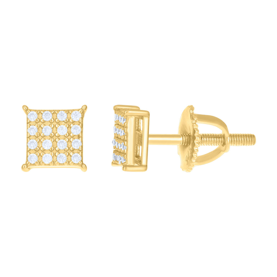 925 Sterling Silver Womens Yellow-tone 1.10ct Moissanite Square Fashion Stud Earrings