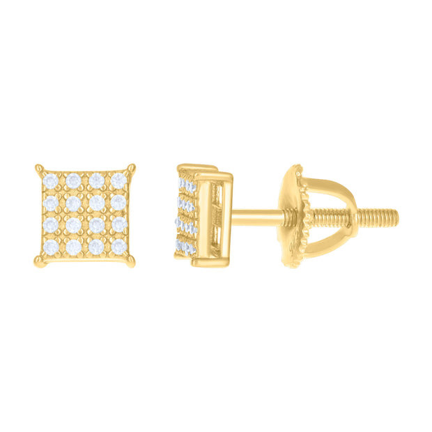 925 Sterling Silver Womens Yellow-tone 1.10ct Moissanite Square Fashion Stud Earrings