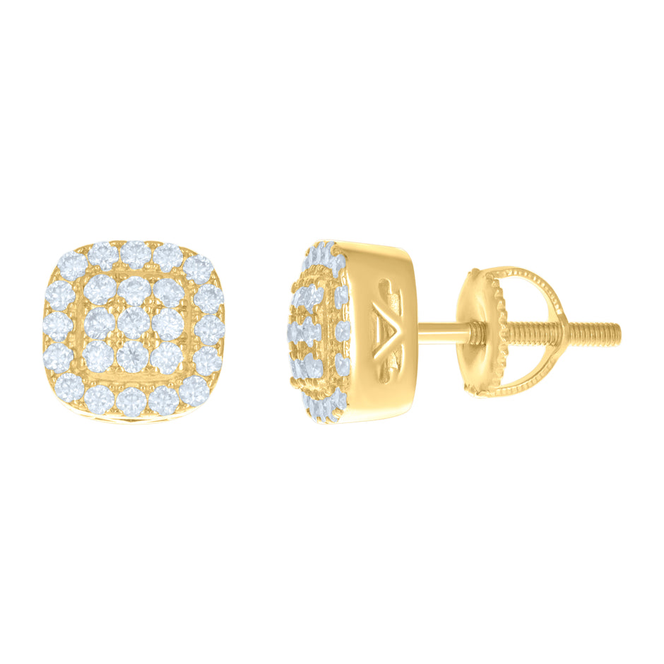 925 Sterling Silver Yellow-tone Womens Moissanite 0.94ct Square Fashion Stud Earrings