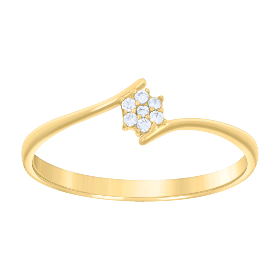 14kt Yellow Gold Womens Cubic-Zirconia Flower Fashion Ring 