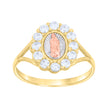 14kt Tri-Color Gold Womens Cubic-Zirconia Guadalupe Religious Ring 