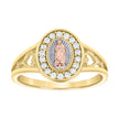 14kt Tri-Color Gold Womens Cubic-Zirconia Oval Guadalupe Religious Ring 