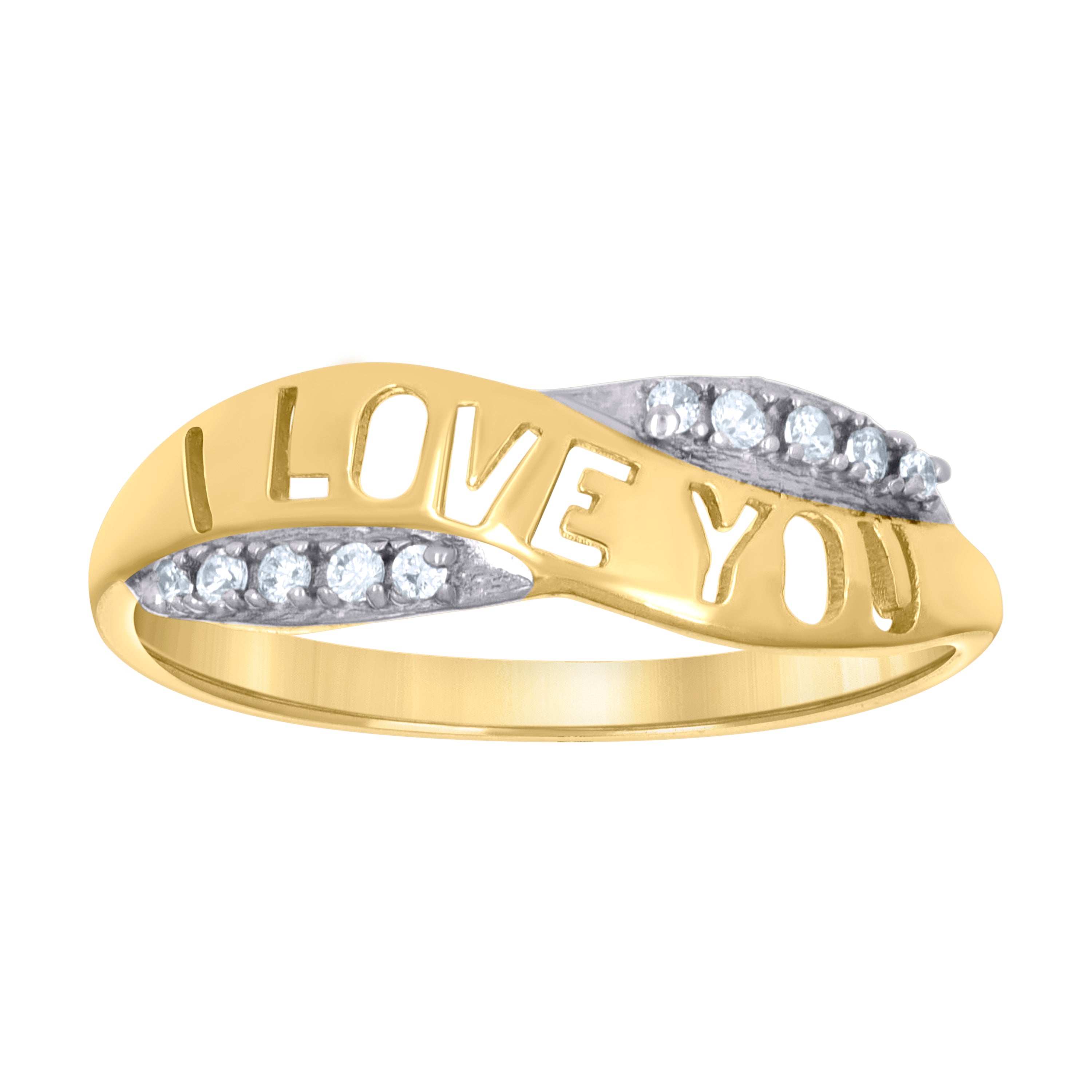 14kt Two-tone Gold Womens I Love You Ring 