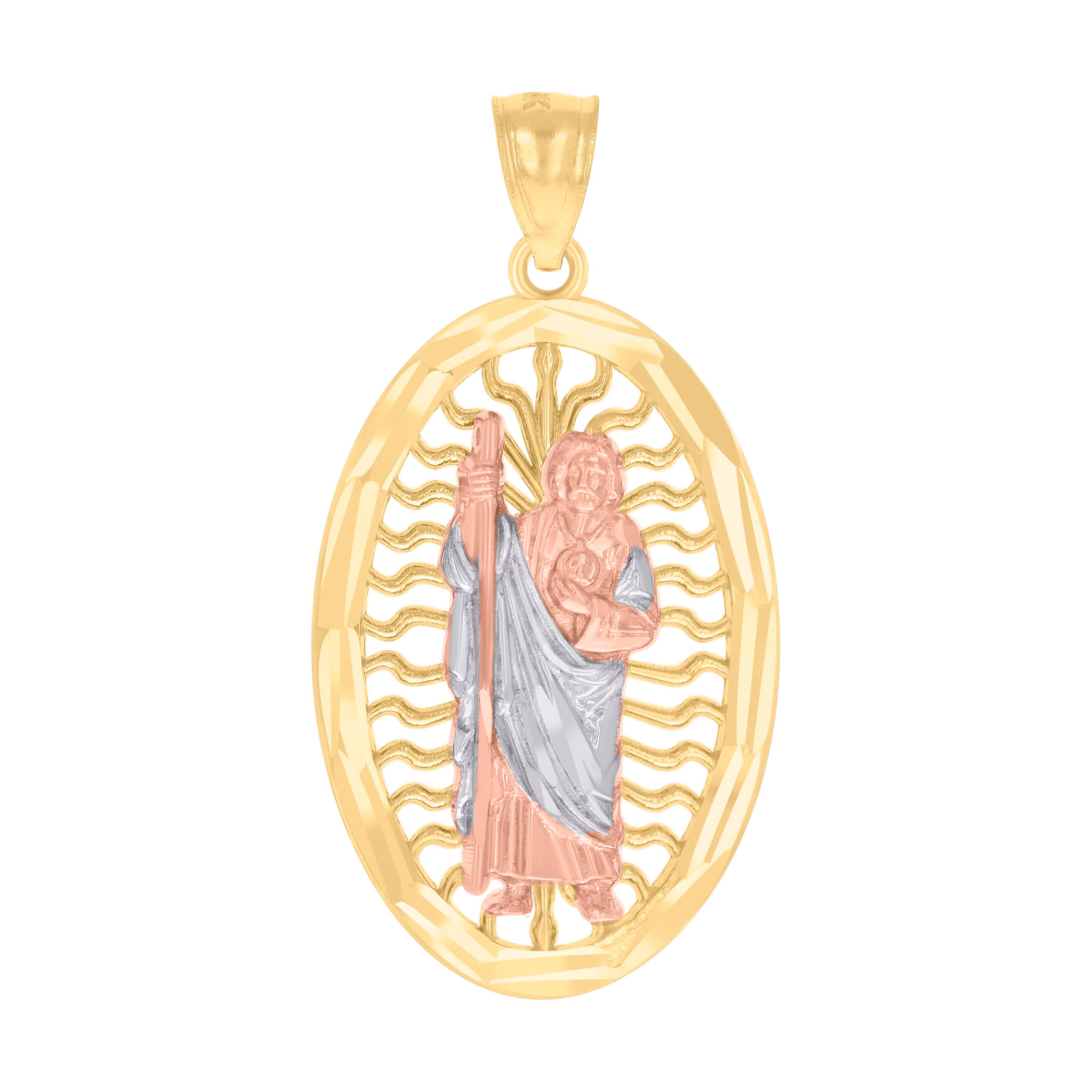 14kt Tri-Color Gold Womens St. Jude Religious Charm Pendant