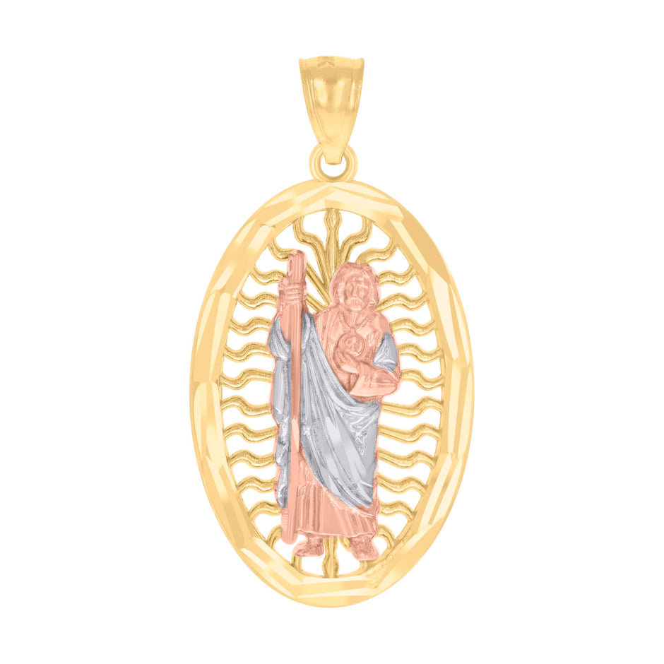 14kt Tri-Color Gold Womens St. Jude Religious Charm Pendant