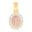 14kt Tri-Color Gold Womens Cubic-Zirconia Guadalupe Religious Charm Pendant