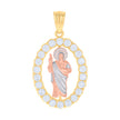 14kt Tri-Color Gold Womens Cubic-Zirconia St. Jude Religious Charm Pendant