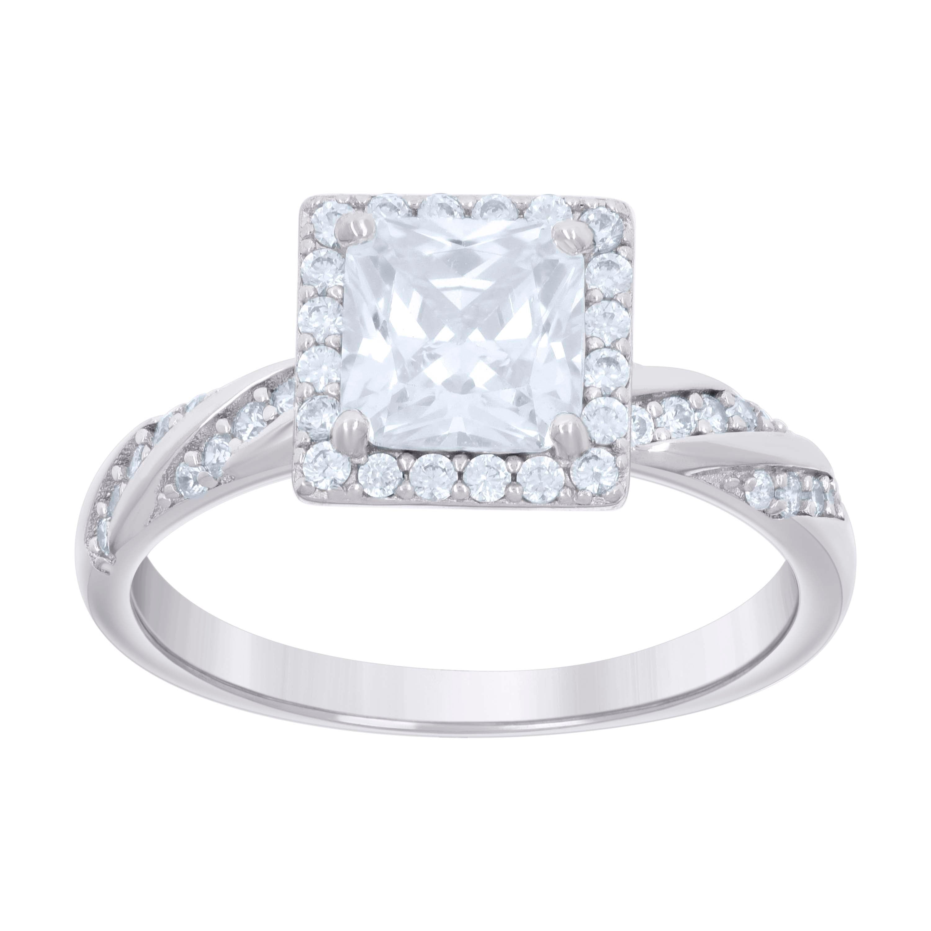 925 Sterling Silver Womens 1.95ct Moissanite Square Head Engagement Ring 9