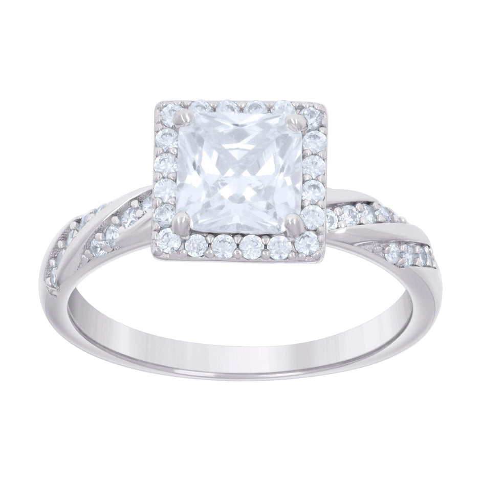 925 Sterling Silver Womens 1.95ct Moissanite Square Head Engagement Ring 9