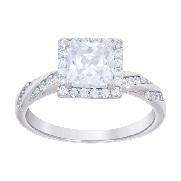 925 Sterling Silver Womens 1.95ct Moissanite Square Head Engagement Ring 9