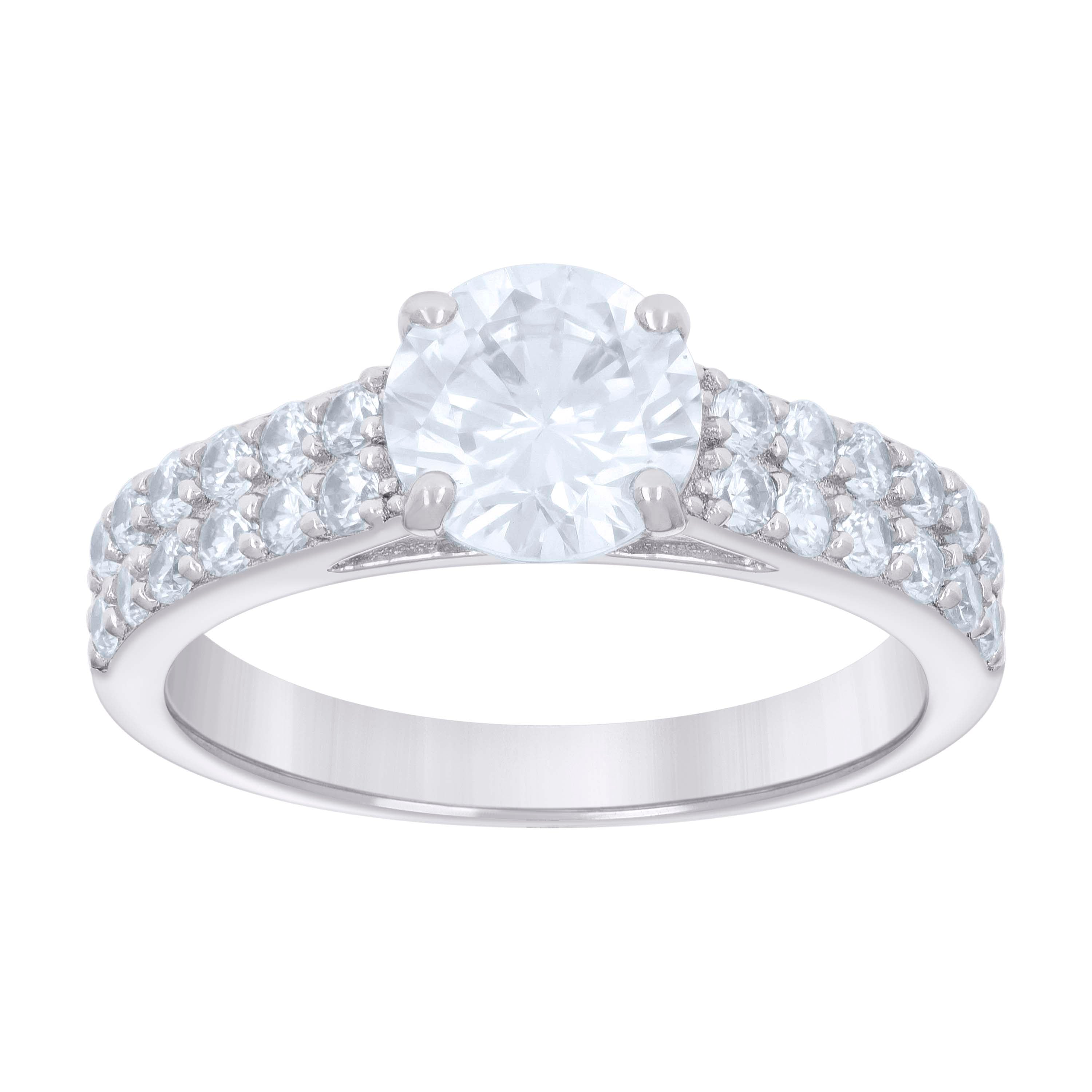 925 Sterling Silver Womens 2.70ct Moissanite Engagement Ring 10