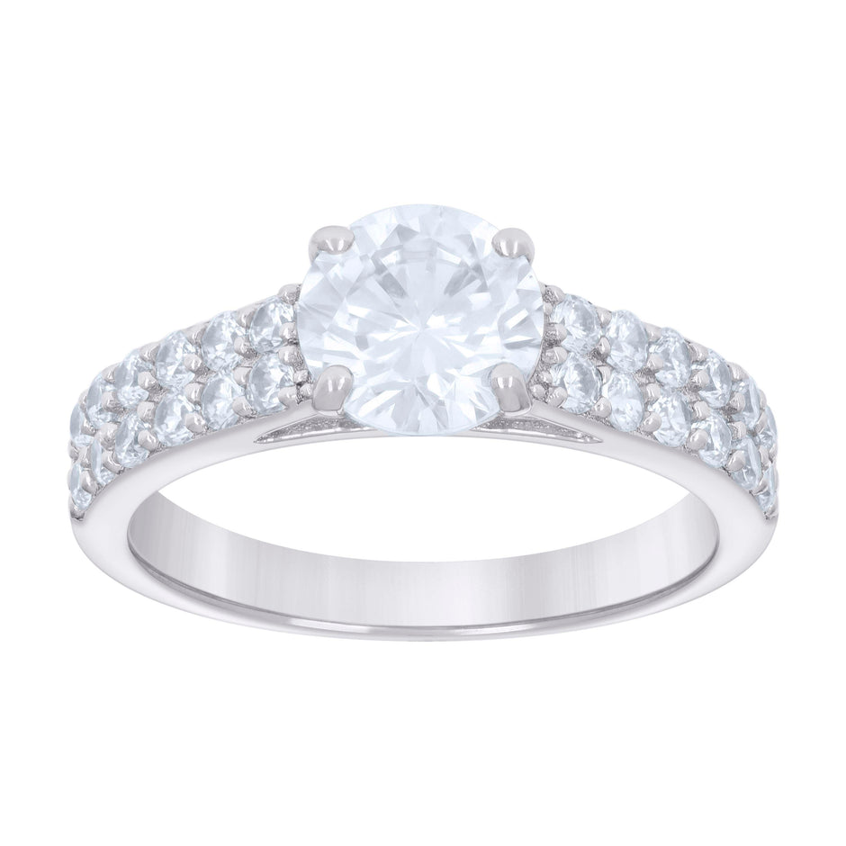 925 Sterling Silver Womens 2.70ct Moissanite Engagement Ring 10