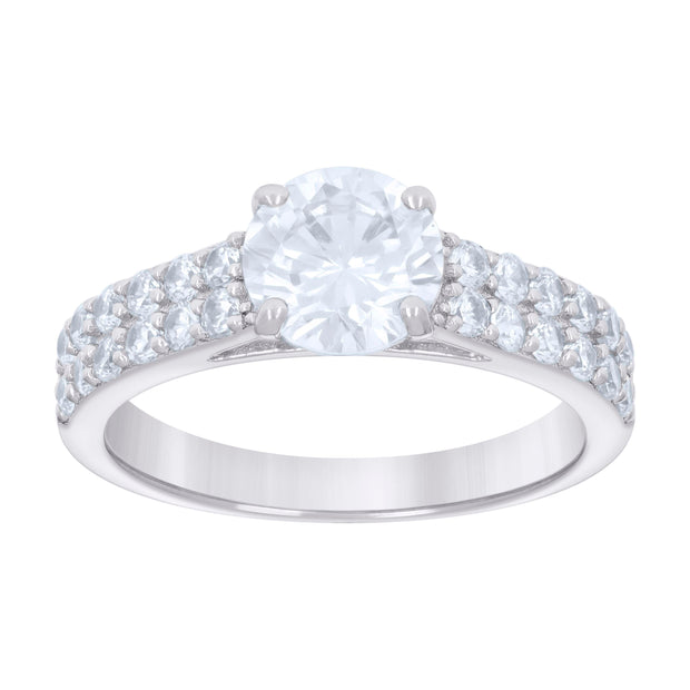 925 Sterling Silver Womens 2.70ct Moissanite Engagement Ring 10