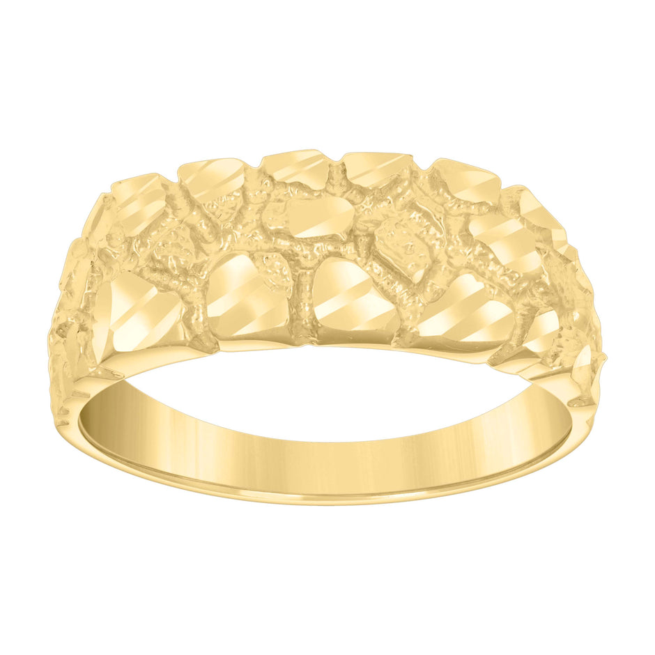 14kt Yellow Gold Mens Nugget Fashion Ring 