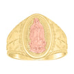 14kt Two-tone Gold Mens Oval Guadalupe Religious Ring 