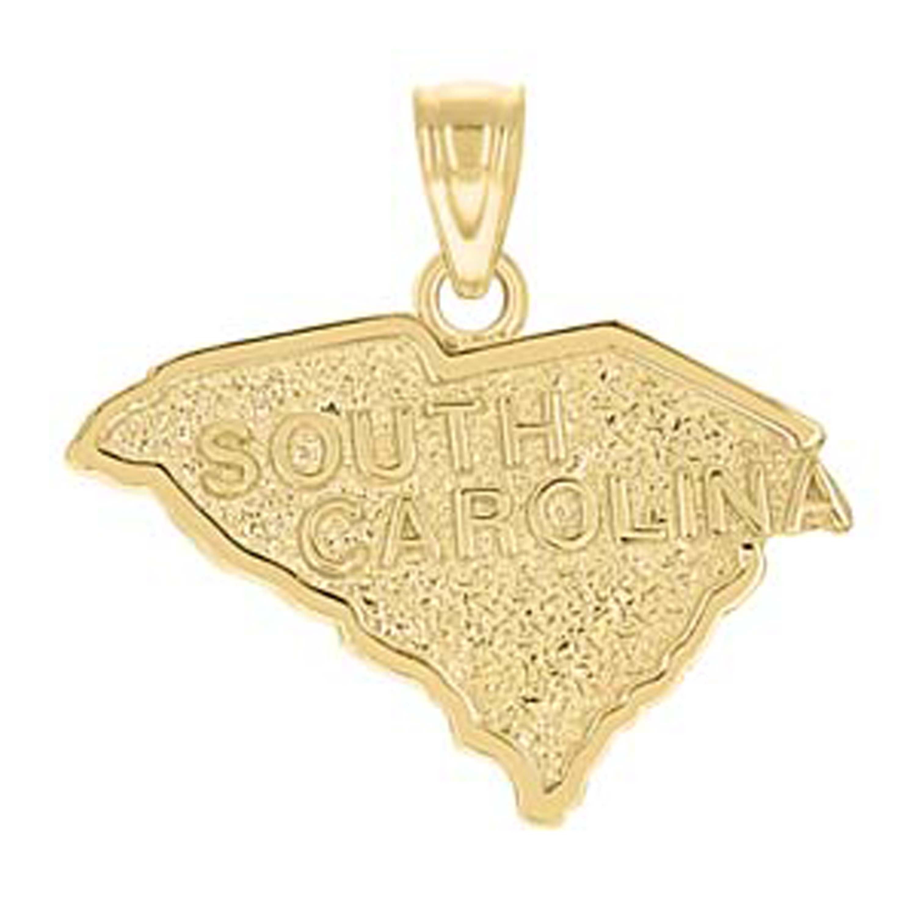 10kt Yellow Gold Mens South Carolina State Charm Pendant