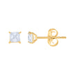 10kt Yellow Gold Womens Princess Cut Cubic-Zirconia Square Stud Earrings