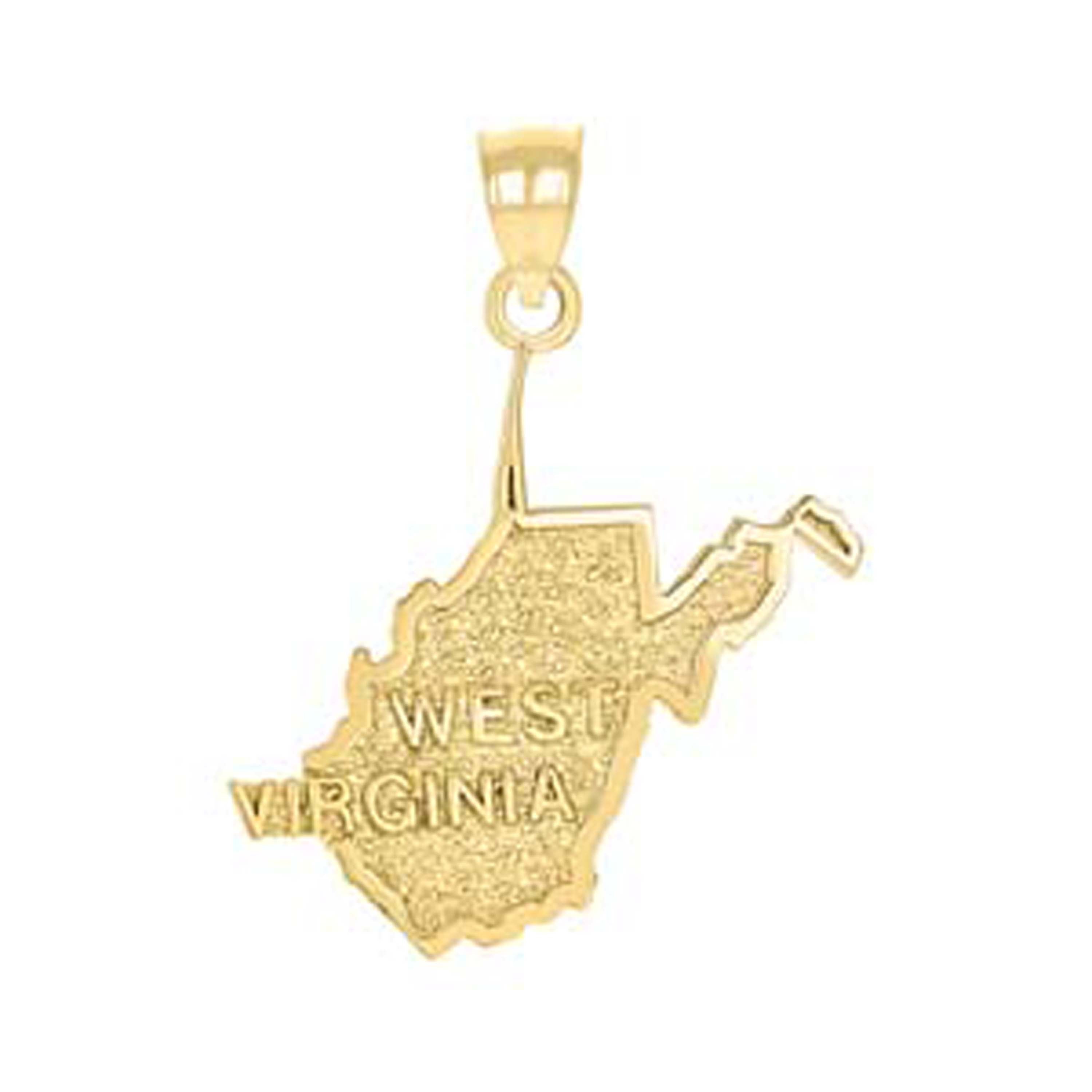 10kt Yellow Gold Mens West Virginia State Charm Pendant