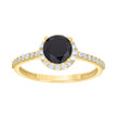 10kt Yellow Gold Womens Black White Cubic-Zirconia Halo Fashion Ring 