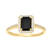 14kt Yellow Gold Womens Black White Emerald Round Cubic-Zirconia Fashion Ring