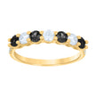 14kt Yellow Gold Womens Black White Cubic-Zirconia Half Eternity Ring 