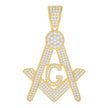 925 Sterling Silver Yellow-tone Mens 1.91ct Moissanite Masonic Symbol Religious Charm Pendant