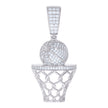 925 Sterling Silver Mens 1.15ct Moissanite Basket Ball Sports Charm Pendant