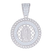 925 Sterling Silver Mens 0.84ct Moissanite Cuban Border Guadalupe/Mother Marry Religious Charm Pendant