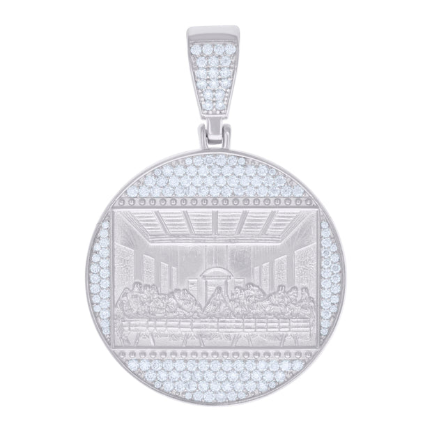 925 Sterling Silver Mens 2.24ct Moissanite Last Supper Religious Charm Pendant