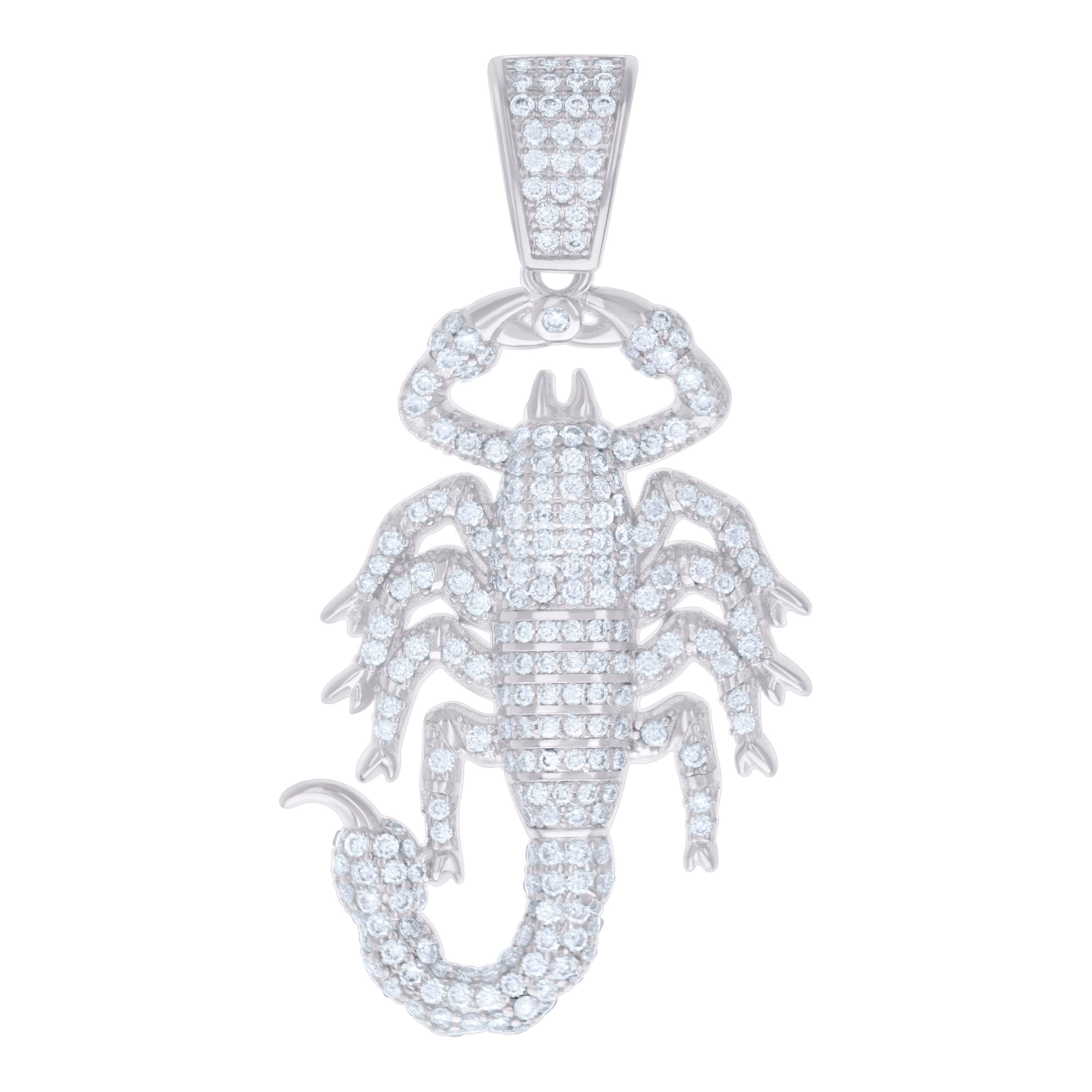 925 Sterling Silver Mens 1.85ct Moissanite Scorpio Zodiac Sign/Wildlife Charm Pendant