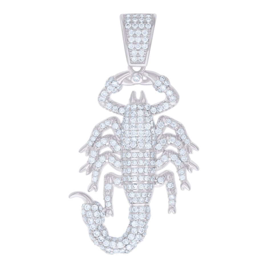 925 Sterling Silver Mens 1.85ct Moissanite Scorpio Zodiac Sign/Wildlife Charm Pendant