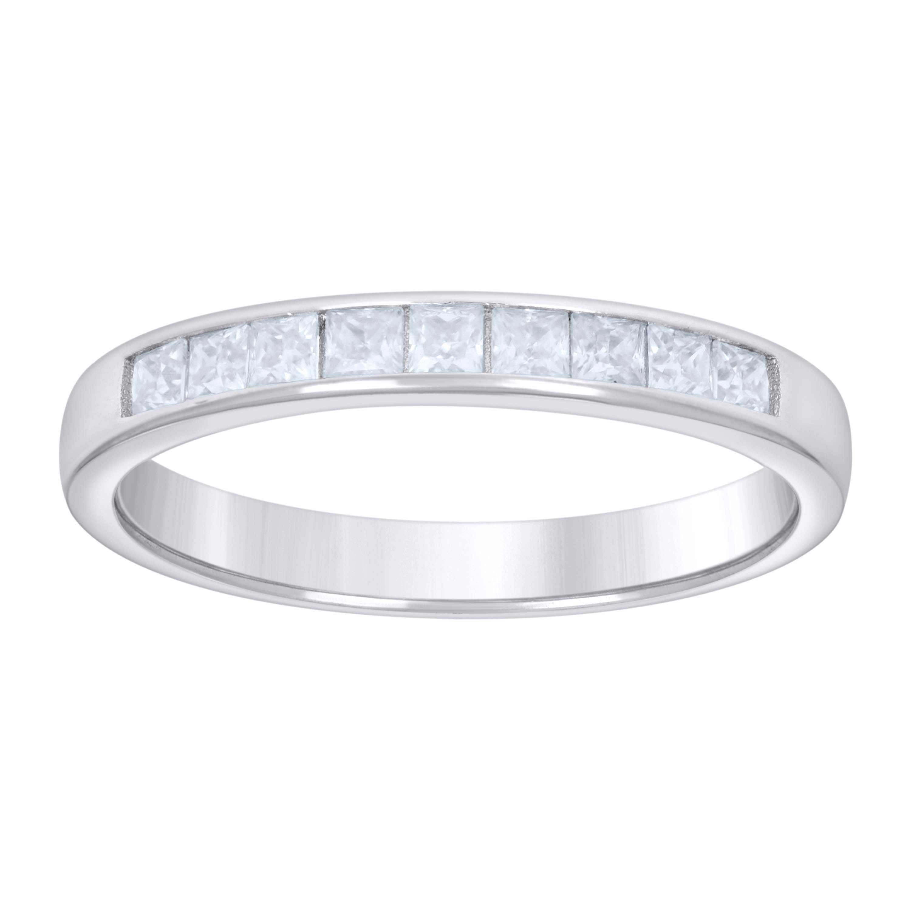 925 Sterling Silver Womens Baguette 0.80ct Moissanite Wedding Band Ring Size 7 - SLV-132216