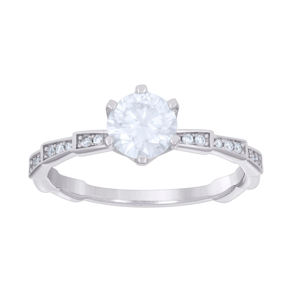 925 Sterling Silver Womens 1.27ct Moissanite Fashion Engagement Ring Size 7 - SLV-132229