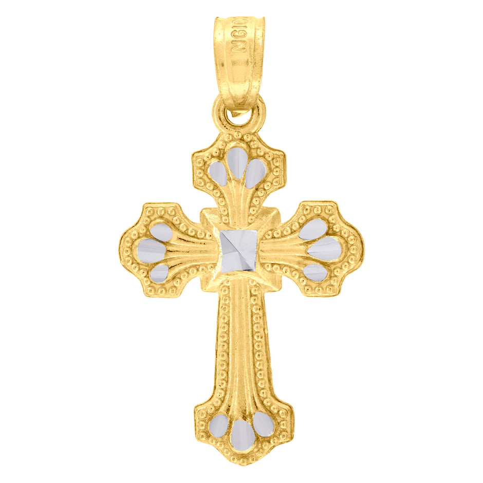 10kt Two-Tone Gold Womens Mens Unisex Cross Religious Charm Pendant