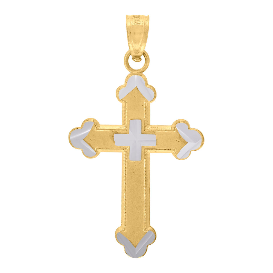 10kt Two-Tone Gold Unisex Cross Religious Charm Pendant